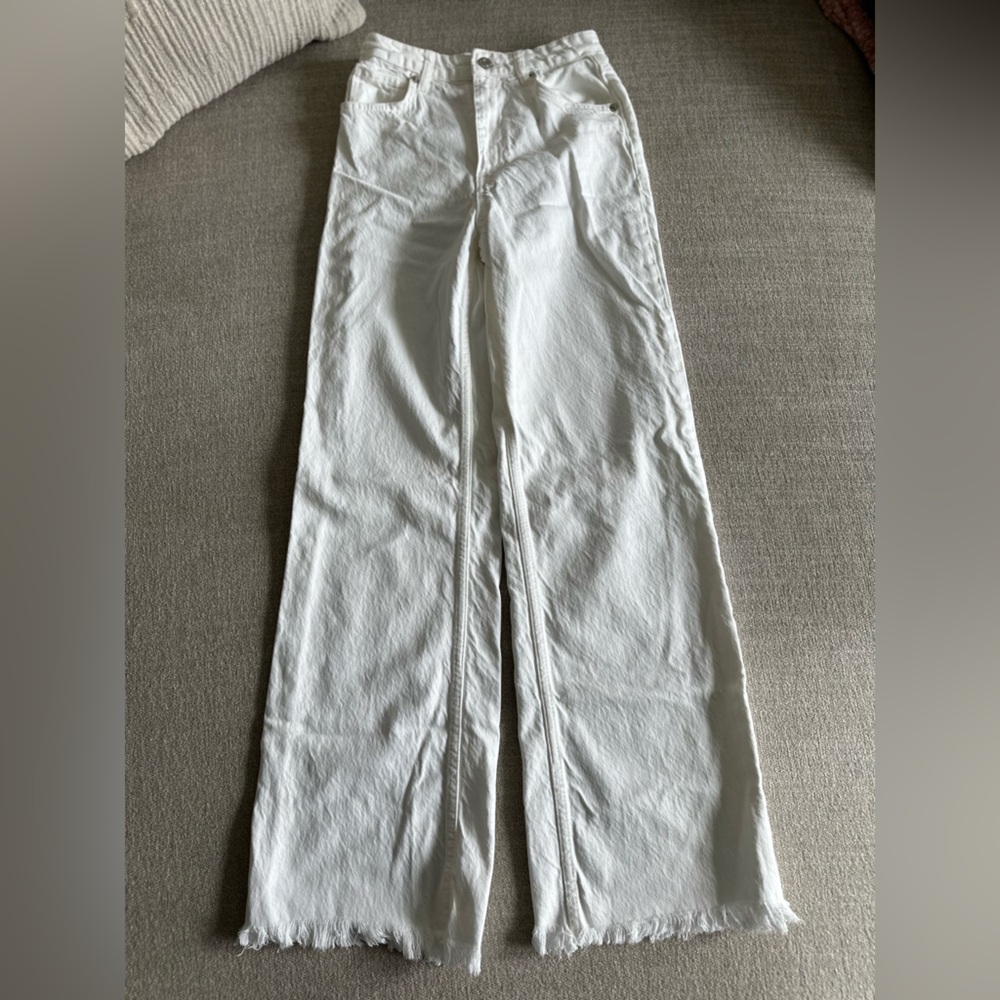 Zara White Wide Leg Denim Jeans
